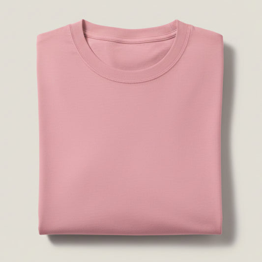 Solid: Flamingo Round Neck T-Shirt