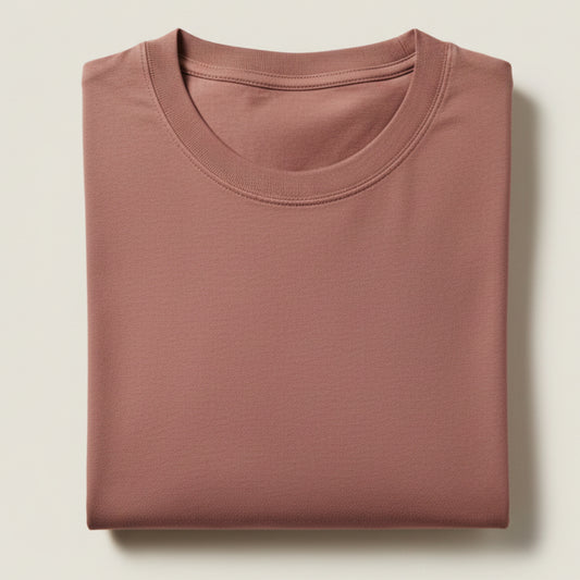 Solid: Coral Round Neck T-Shirt
