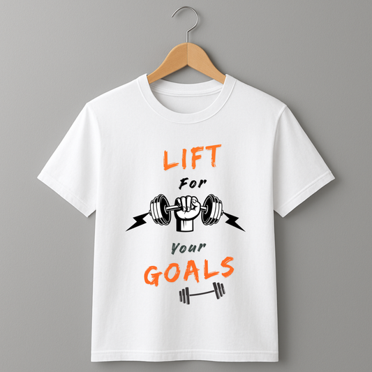 Lift For Your Goals Print Tee | Workout Motivation | 100% Cotton