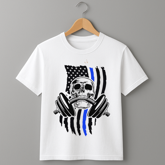 Skull Gym Warrior T-Shirt – Hardcore Fitness Graphic Tee