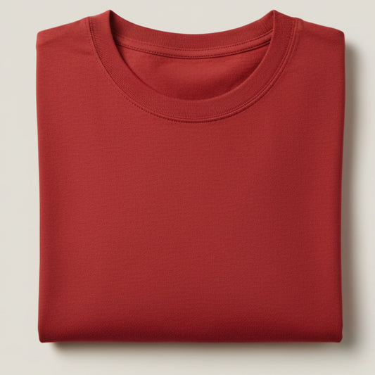 Solid: Red Round Neck T-Shirt