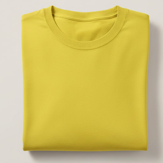 Solid: New Yellow Round Neck T-Shirt