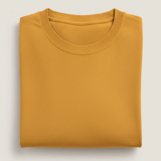 Solid: Golden Yellow Round Neck T-Shirt