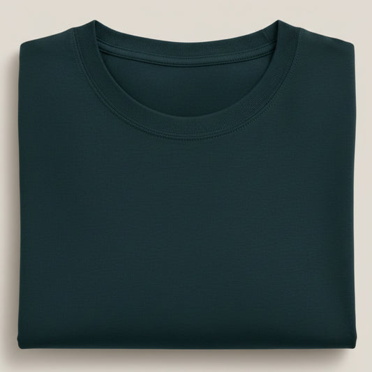 Solid: Petrol Blue Round Neck T-Shirt