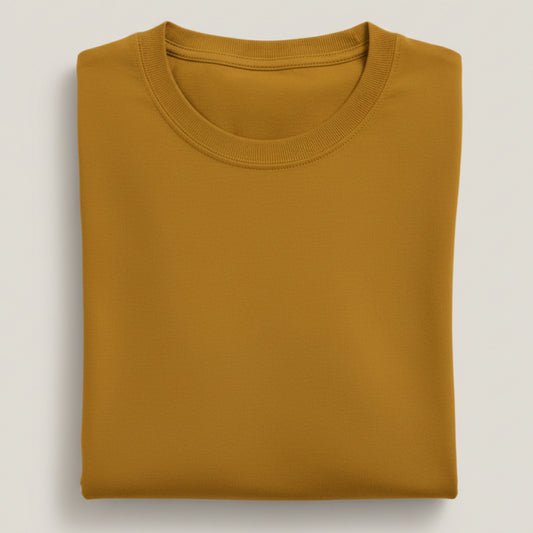 Solid: Mustard Yellow Round Neck T-Shirt