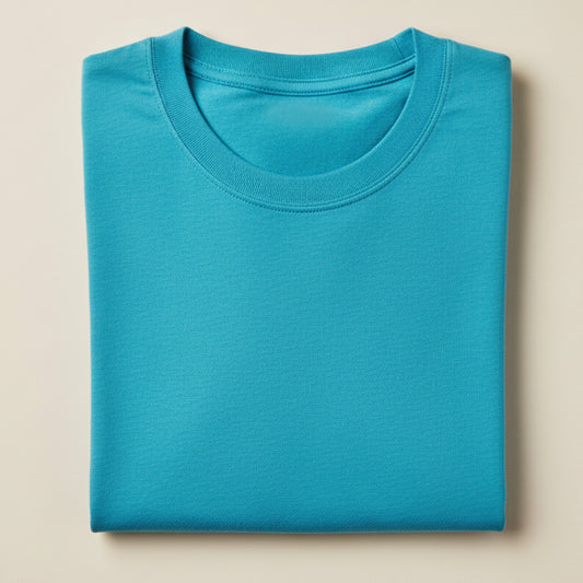 Solid: Sky Blue Round Neck T-Shirt