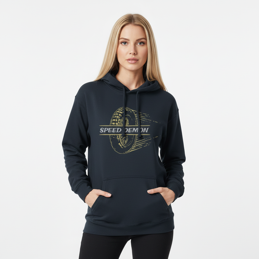 Speed Demon Racing Hoodie | Vintage Wheel Graphic for Bikers & Riders