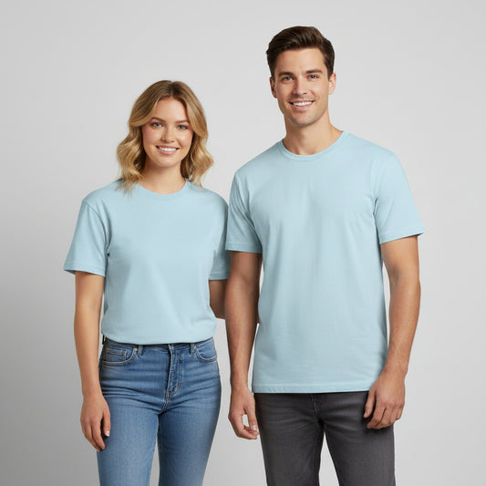 Solid: Baby Blue Round Neck T-Shirt