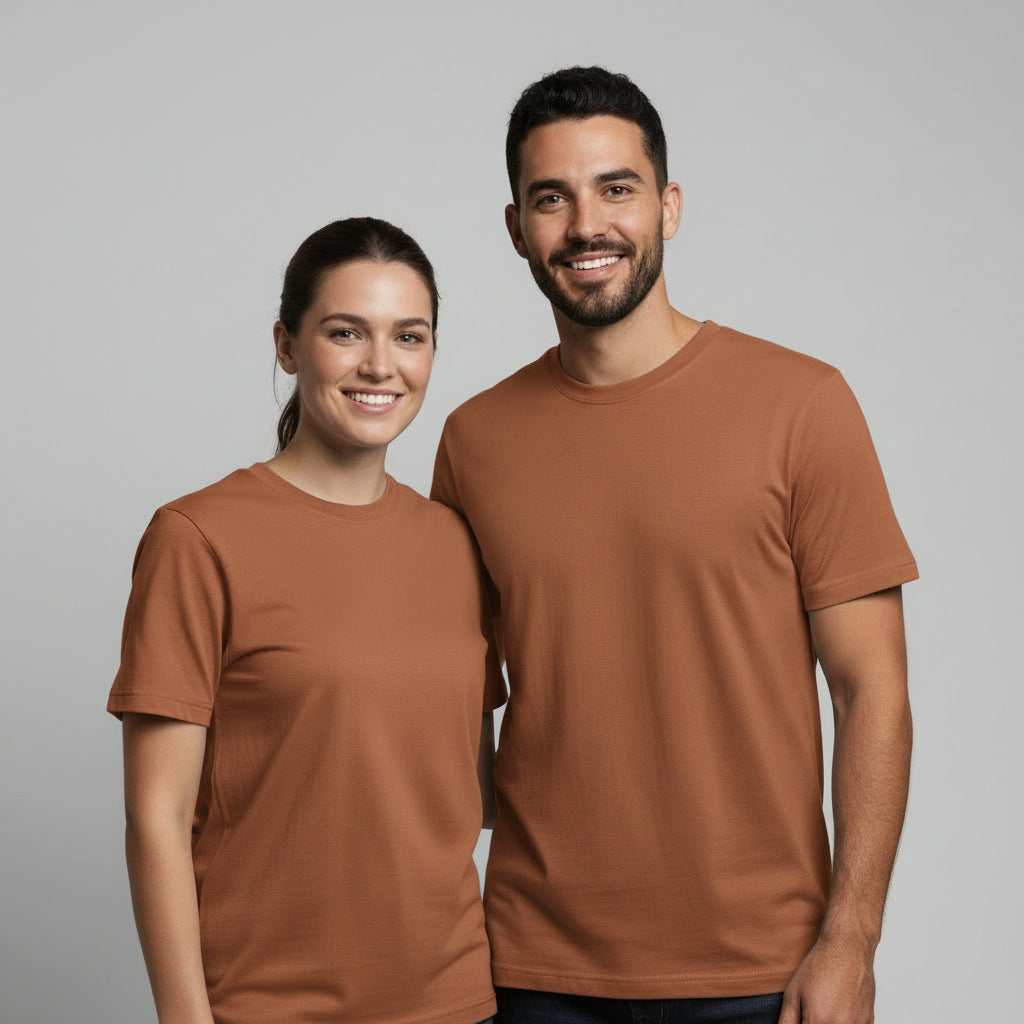 Solid: Copper Round Neck T-Shirt