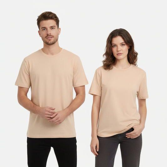 Solid: Peach Round Neck T-Shirt