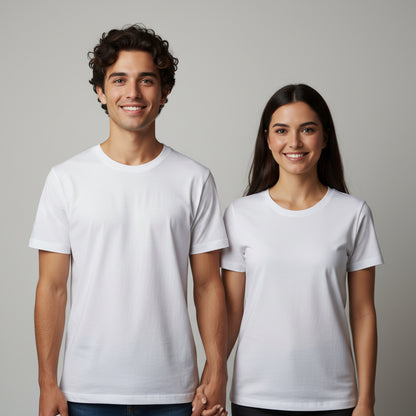 Solid: White Round Neck T-Shirt