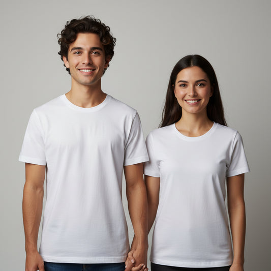 Solid: White Round Neck T-Shirt