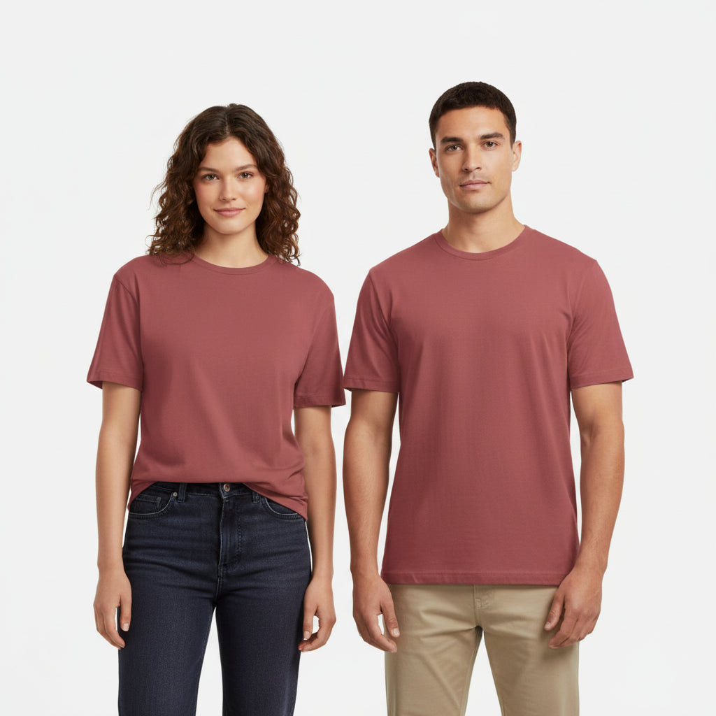 Solid: Coral Round Neck T-Shirt