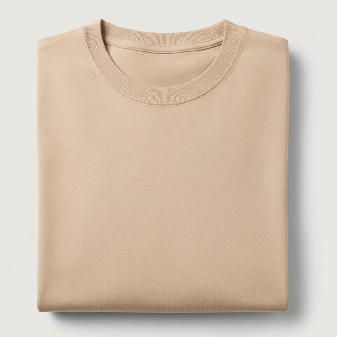 Solid: Peach Round Neck T-Shirt