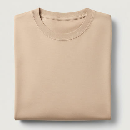 Solid: Peach Round Neck T-Shirt