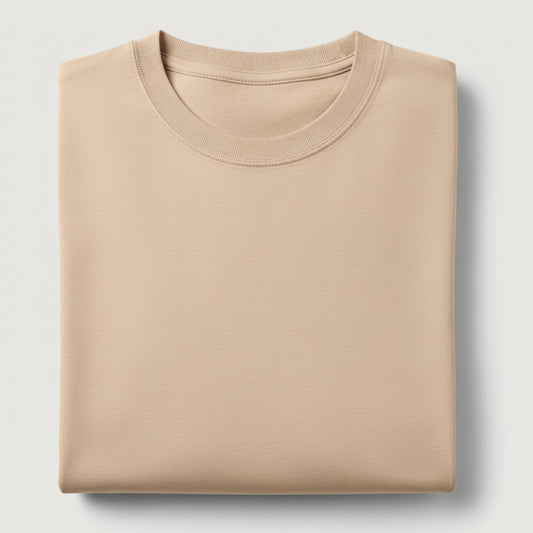 Solid: Peach Round Neck T-Shirt