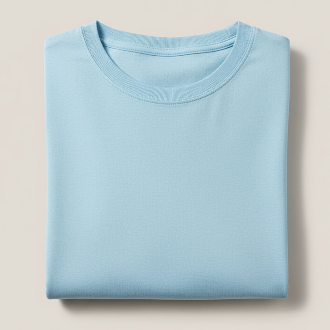 Solid: Baby Blue Round Neck T-Shirt