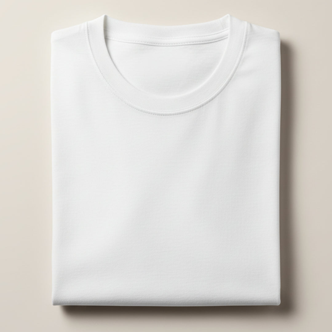 Solid: White Round Neck T-Shirt