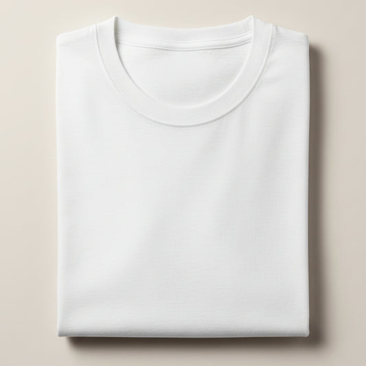 Solid: White Round Neck T-Shirt