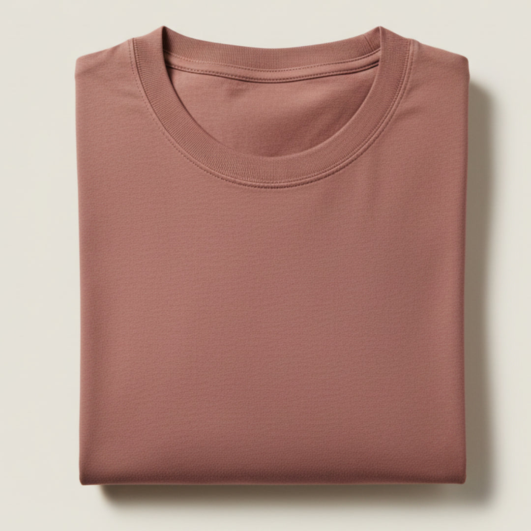 Solid: Coral Round Neck T-Shirt