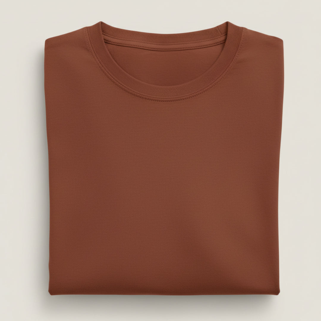 Solid: Copper Round Neck T-Shirt