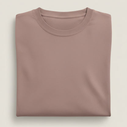 Solid: Mushroom Round Neck T-Shirt