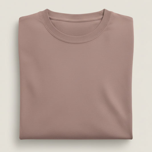 Solid: Mushroom Round Neck T-Shirt