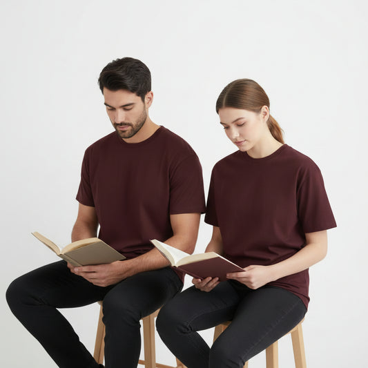Solid: Maroon Round Neck T-Shirt