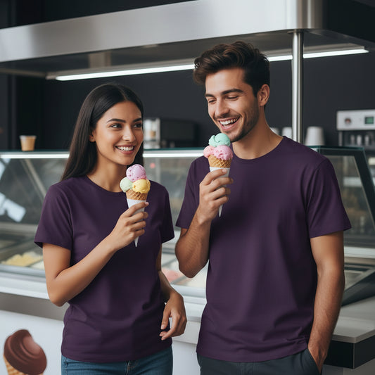 Solid: Purple Round Neck T-Shirt