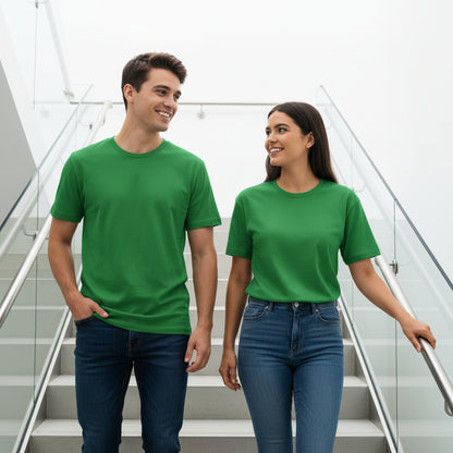 Solid: Flag Green Round Neck T-Shirt