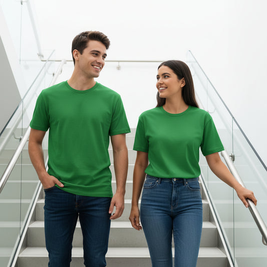 Solid: Flag Green Round Neck T-Shirt