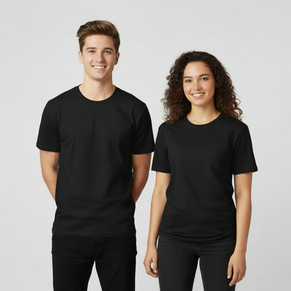Solid: Black Round Neck T-Shirt