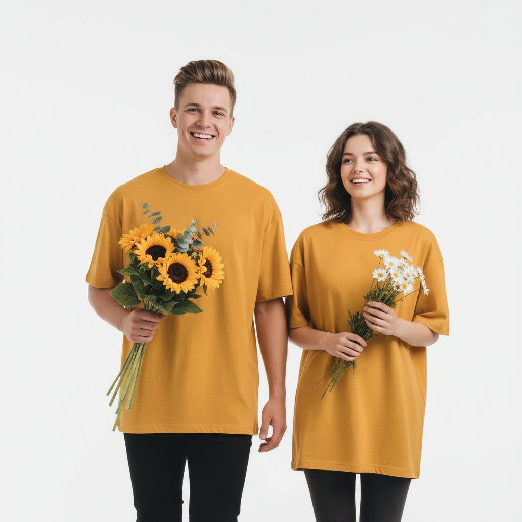 Solid: Golden Yellow Round Neck T-Shirt