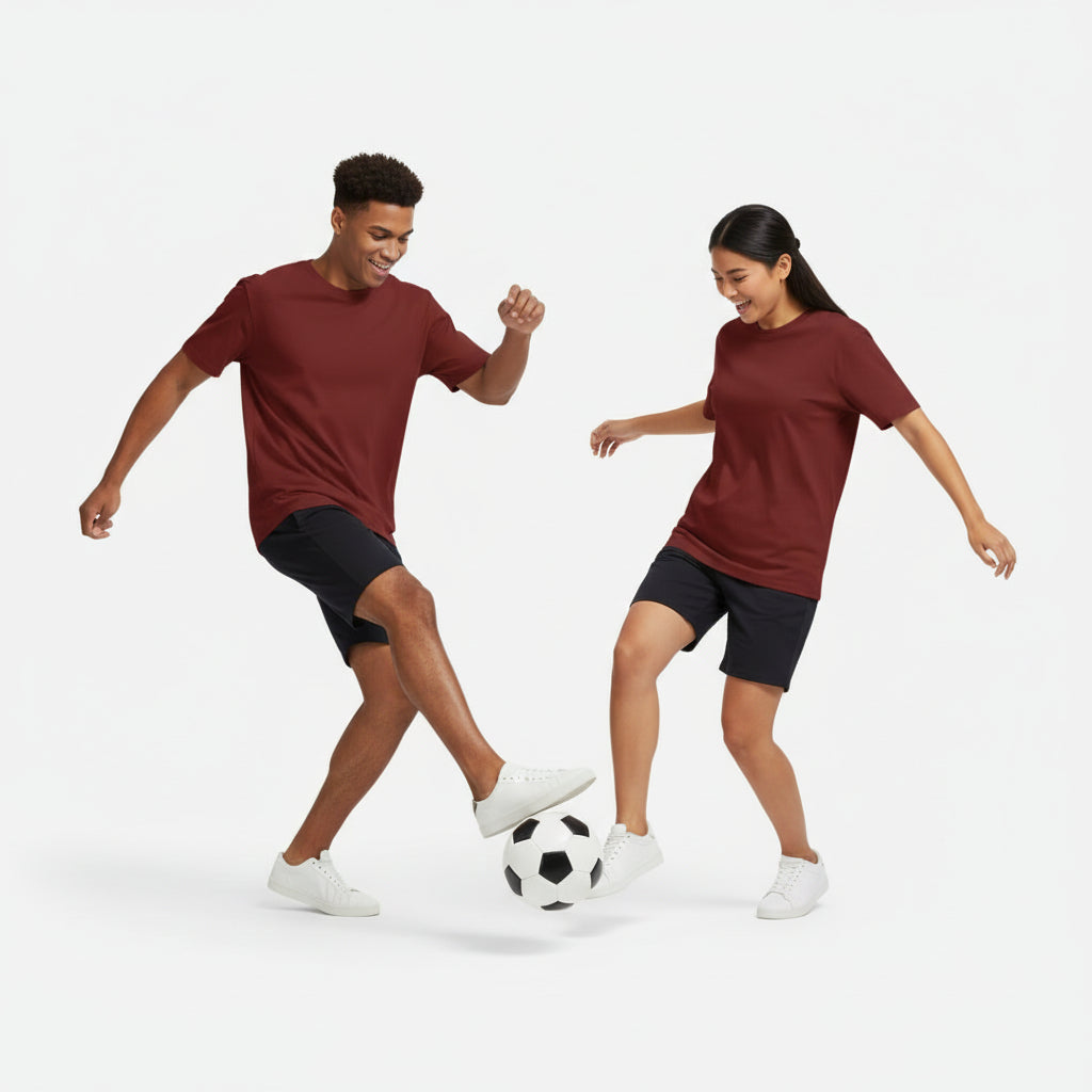 Solid: Brick Red Round Neck T-Shirt