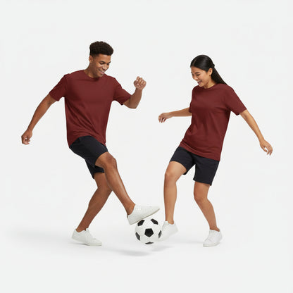 Solid: Brick Red Round Neck T-Shirt