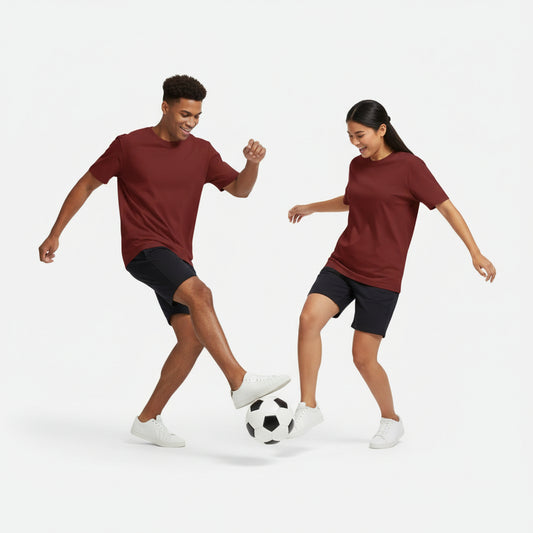 Solid: Brick Red Round Neck T-Shirt