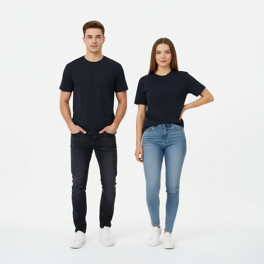 Solid: Navy Blue Round Neck T-Shirt