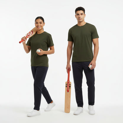 Solid: Olive Green Round Neck T-Shirt