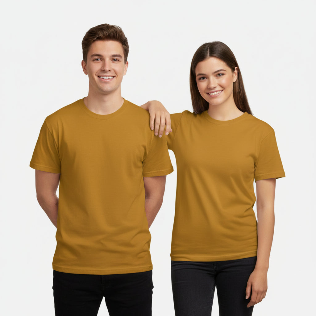 Solid: Mustard Yellow Round Neck T-Shirt