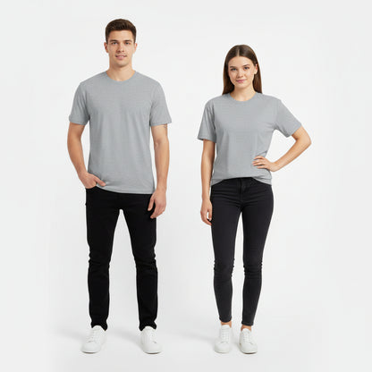 Solid: Grey Melange Round Neck T-Shirt