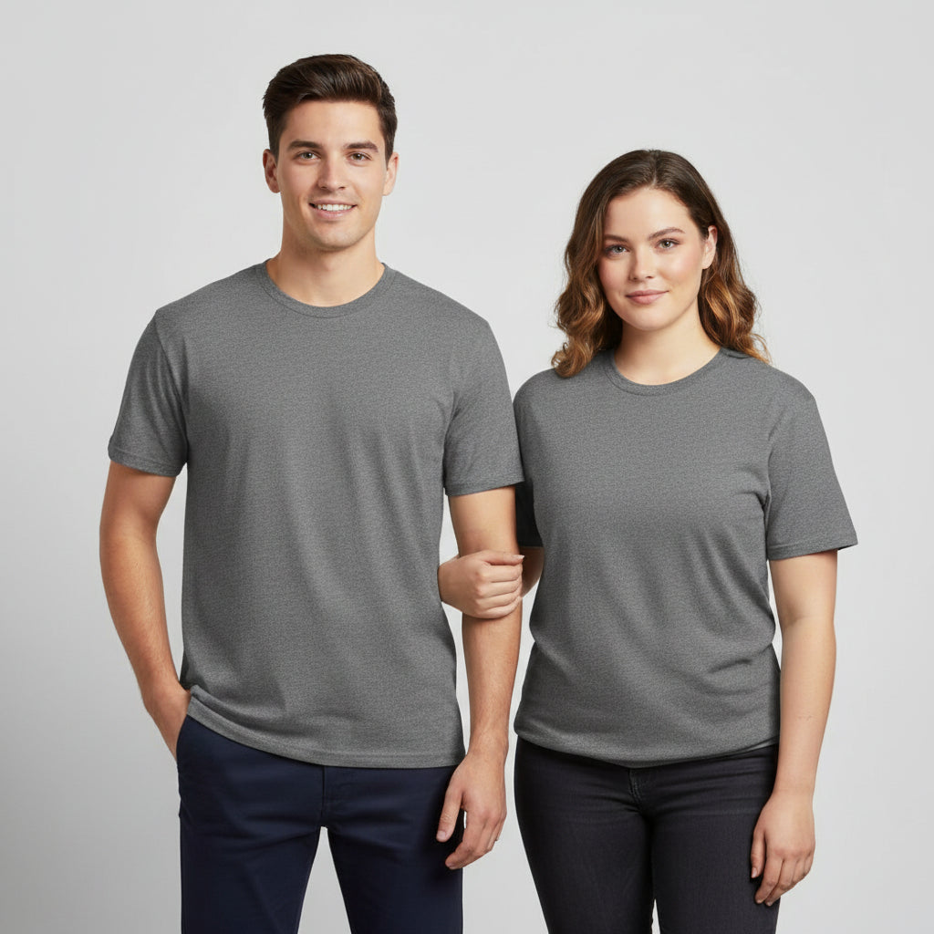 Solid: Charcoal Melange Round Neck T-Shirt