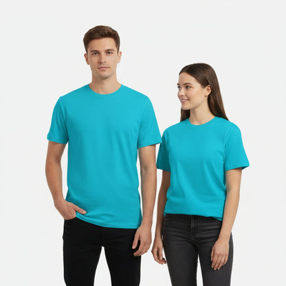 Solid: Sky Blue Round Neck T-Shirt
