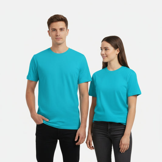 Solid: Sky Blue Round Neck T-Shirt