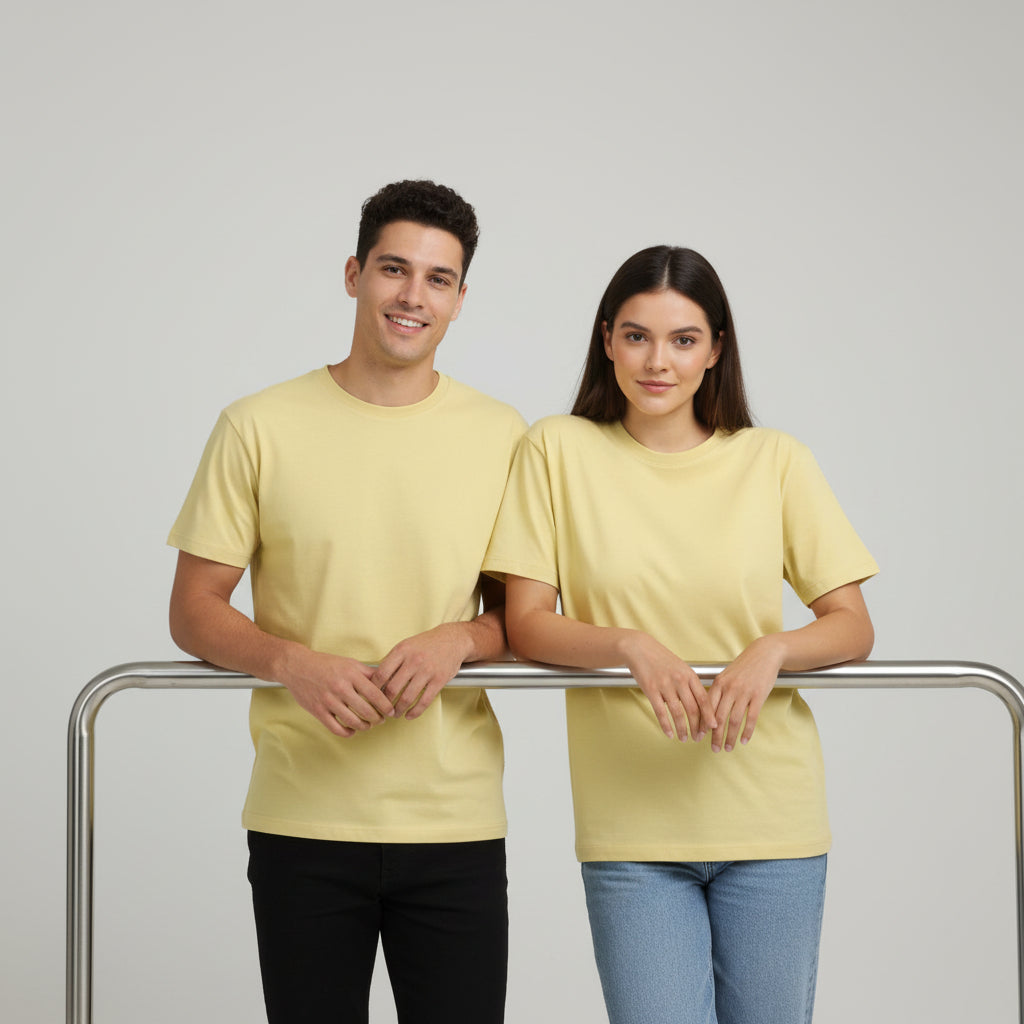 Solid: Yellow Round Neck T-Shirt