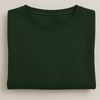 Solid: Bottle Green Round Neck T-Shirt