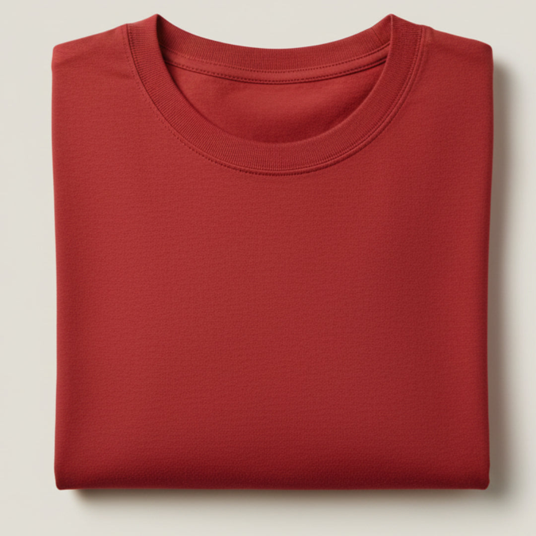 Solid: Red Round Neck T-Shirt