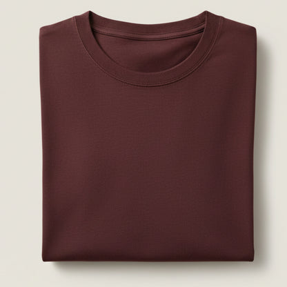 Solid: Maroon Round Neck T-Shirt