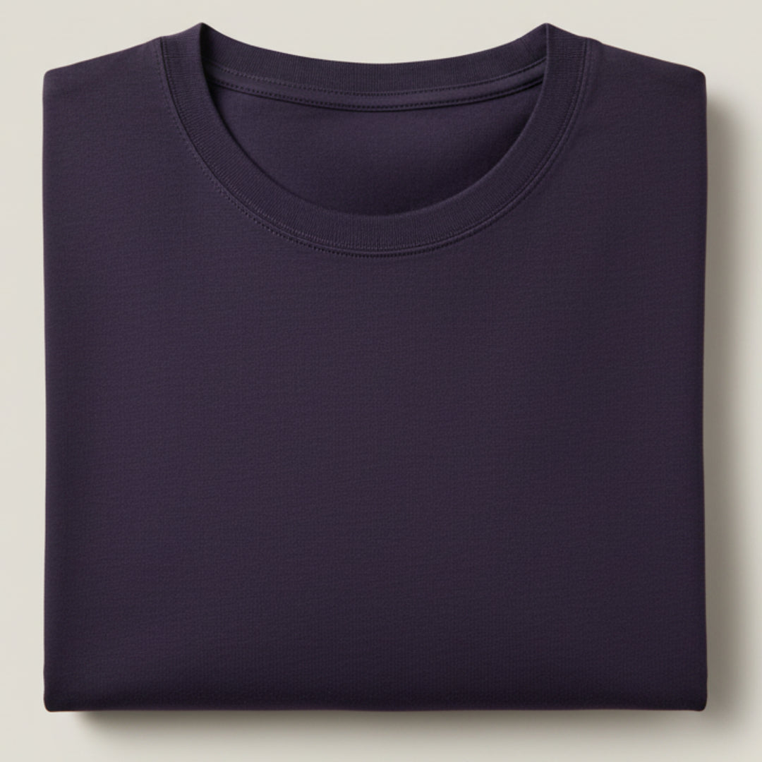 Solid: Purple Round Neck T-Shirt