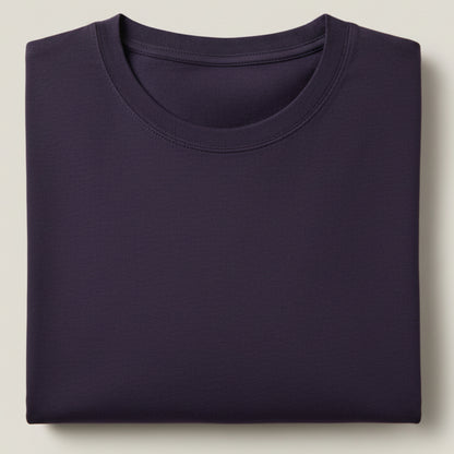 Solid: Purple Round Neck T-Shirt