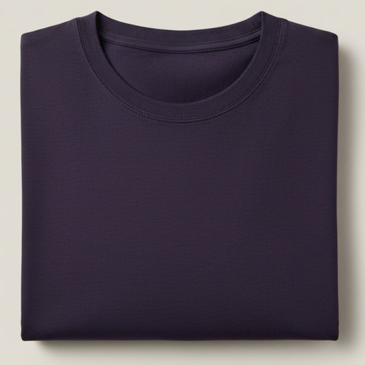 Solid: Purple Round Neck T-Shirt
